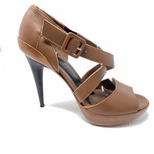 MARNI sandals 8.5 brown leather heels cross straps career shoes open toe